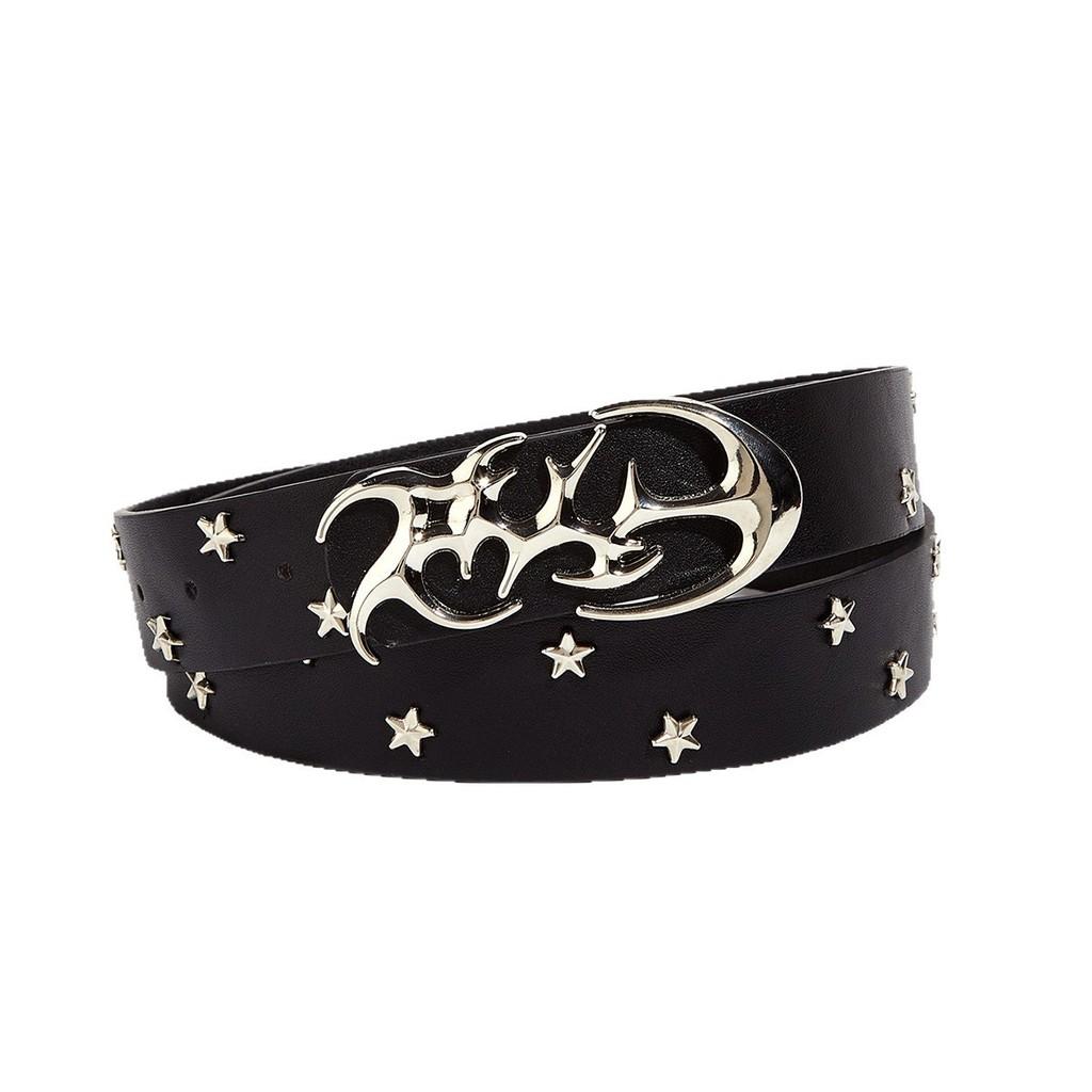 With Fashion Belt Alloy Snap Closure And Star Pattern For Casual Denim Outfits