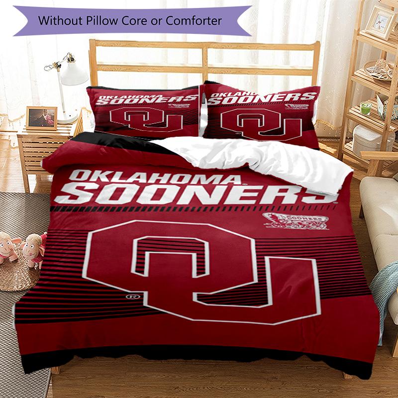 Oklahoma Sooners Beach Towel Themed Bedding 3Pcs Duvet Cover Set Decorative Bed Linen For Teen Room Home Decoration