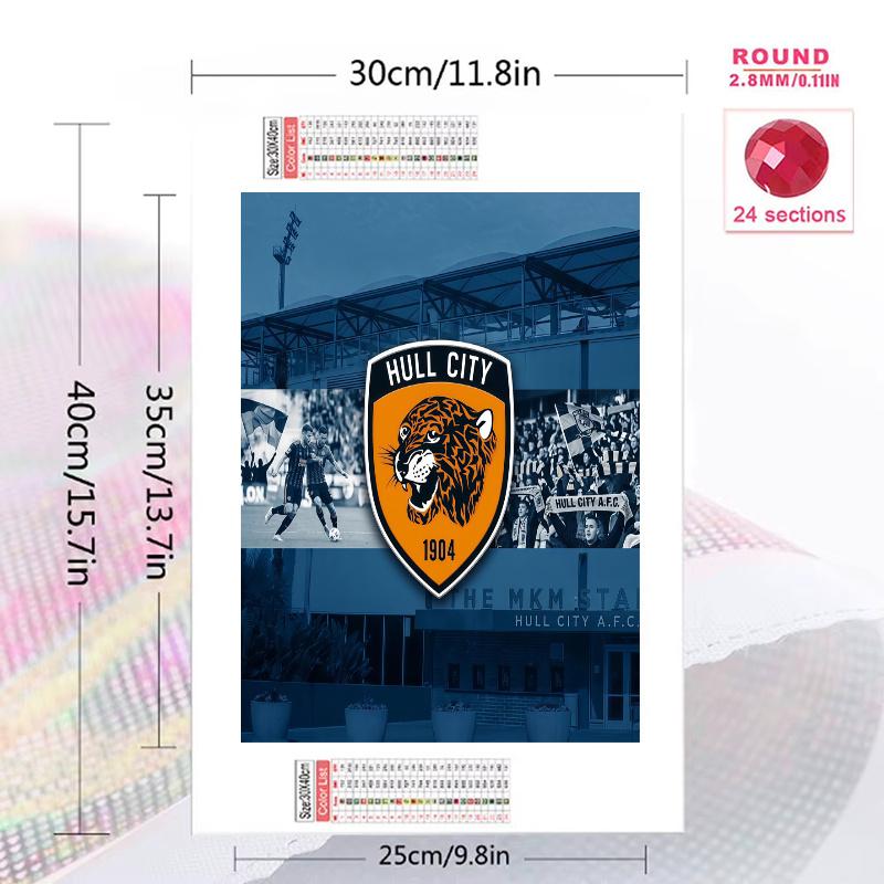 Hull City A.F.C 100% Round Full Drill 5D DIY Diamond Painting Embroidery Cross Stitch Rhinestone Décor