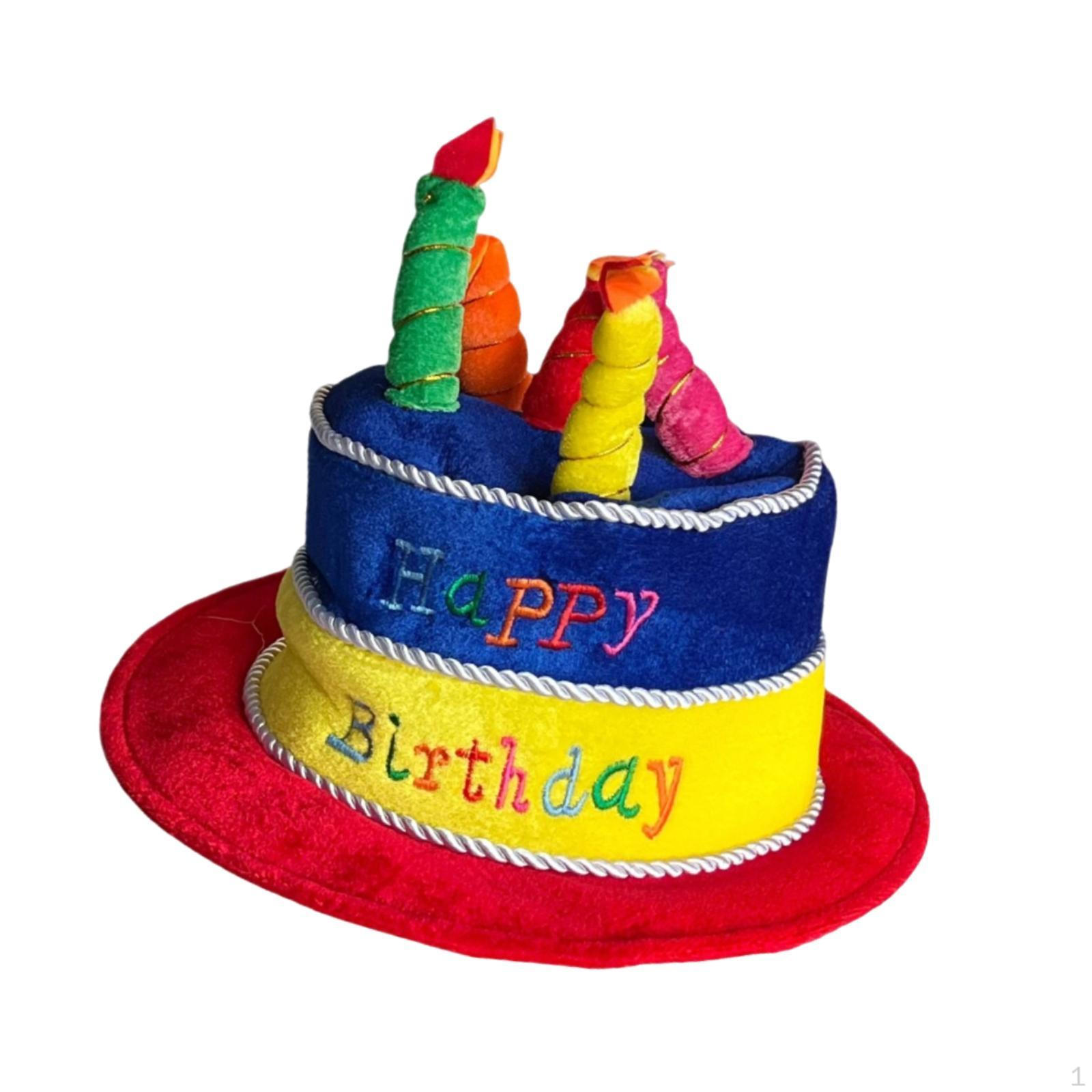 

Birthday Cake Hat with Colorful Candle for Masquerade Show Photography Props