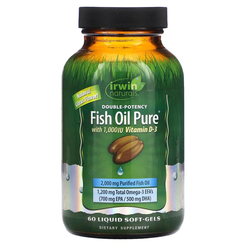 Fish Oil Pure, Double Potency, Citrus, 60 Liquid Softgels