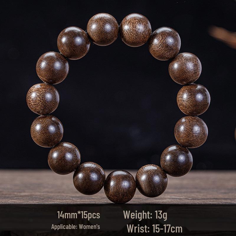 Brunei Agarwood 108-Bead Black Oil Bracelet: Natural Unisex Buddhist Wooden Beads