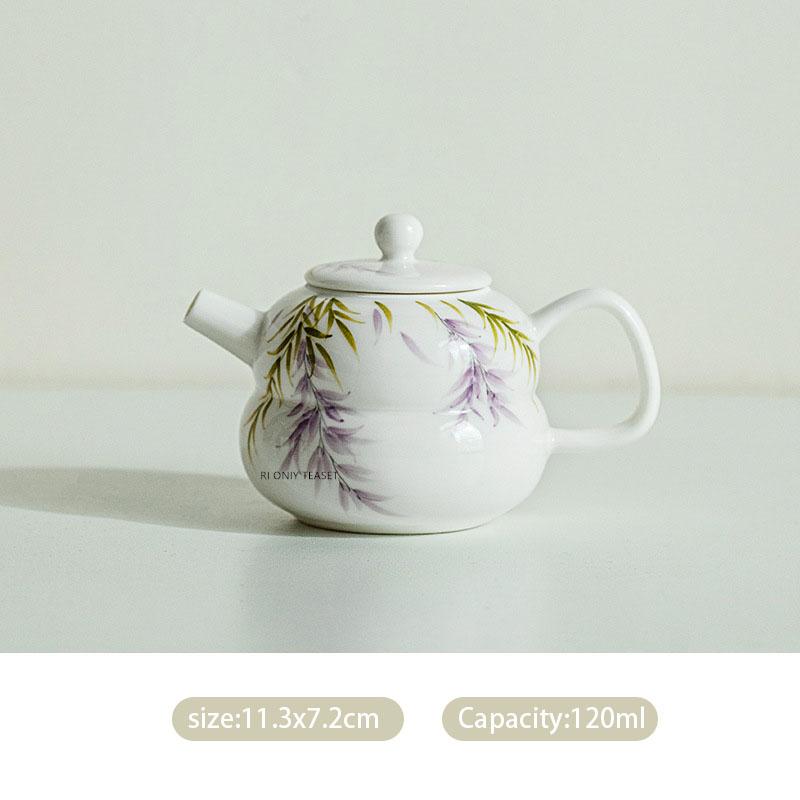 Chinese Ceramic Teapot Teacup Ball Hole Filter Handmade Flowers Porcelain Tea Pot Beauty Tea Infuser Kettle Household Teaware