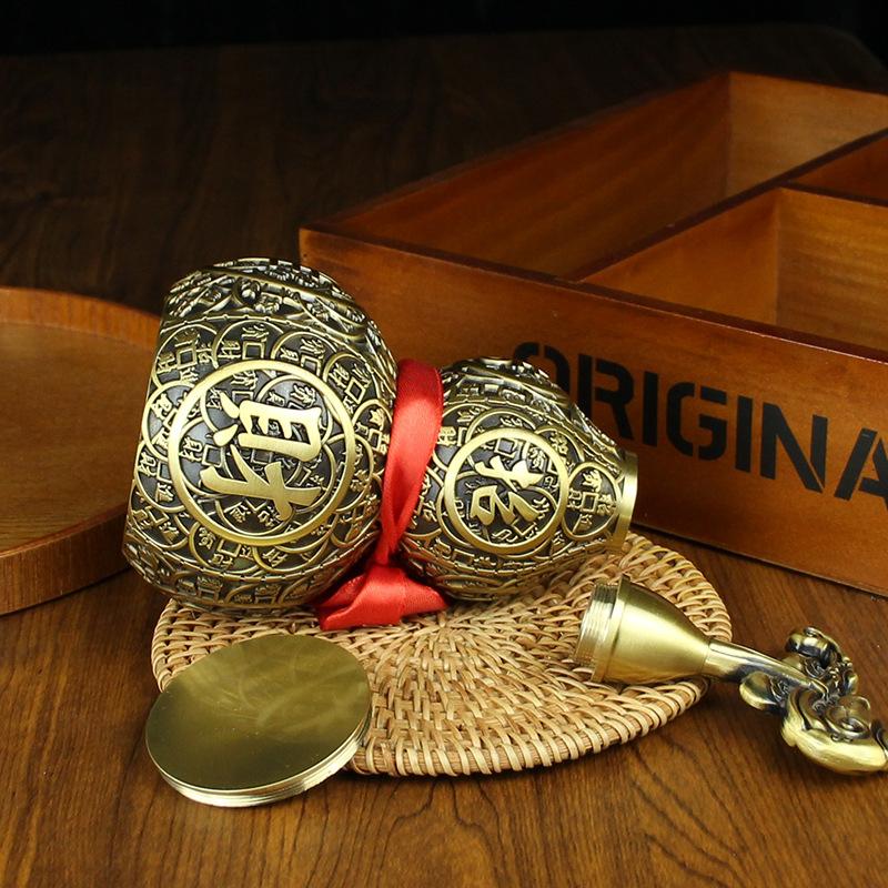 Tang Teng Copper Art Brass Ruyi Gourd Living Room Study Auspicious Pure Copper Ornament Large Copper Gourd Metal Crafts