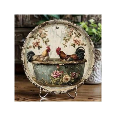 Letrero de Metal para Pared de Granja Vintage con Pollo Decoración Rústica para Cocina Baño Regalo para Granjero Placa de Lata Adorno para el Hogar