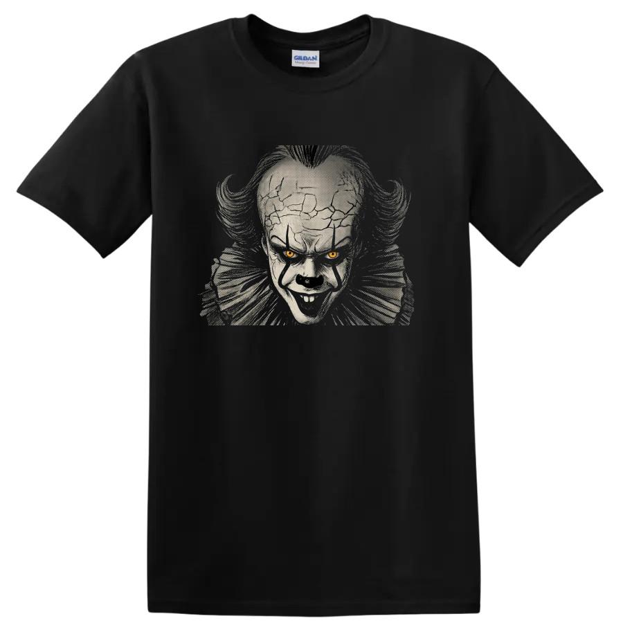 Pennywise Horror T Shirt Creepy Clown Yellow Eyes Gothic Halloween Tee Gift Art