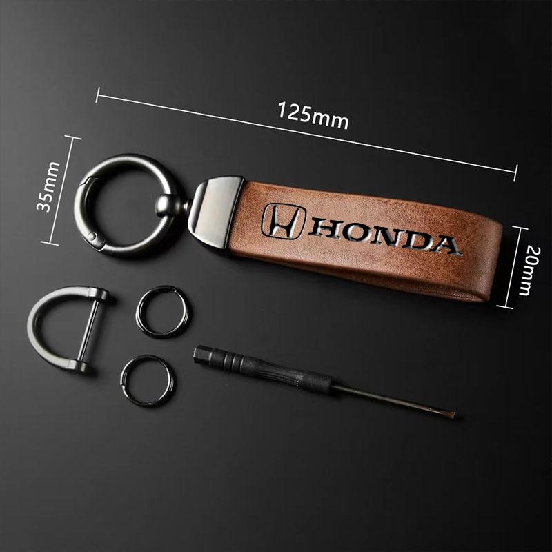 Car Logo Keychain High Quality Leather Key Ring Accessories For Honda Civic Fit Accord City Vezel CR-V S660 Odyssey HR-V Insight SM1