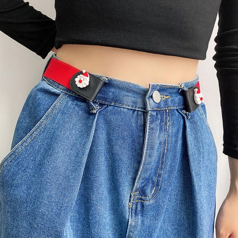 Elastic Waistband Jean Belt Christmas Tree Pattern Waist Belts Fashionable for Stylish Outfits