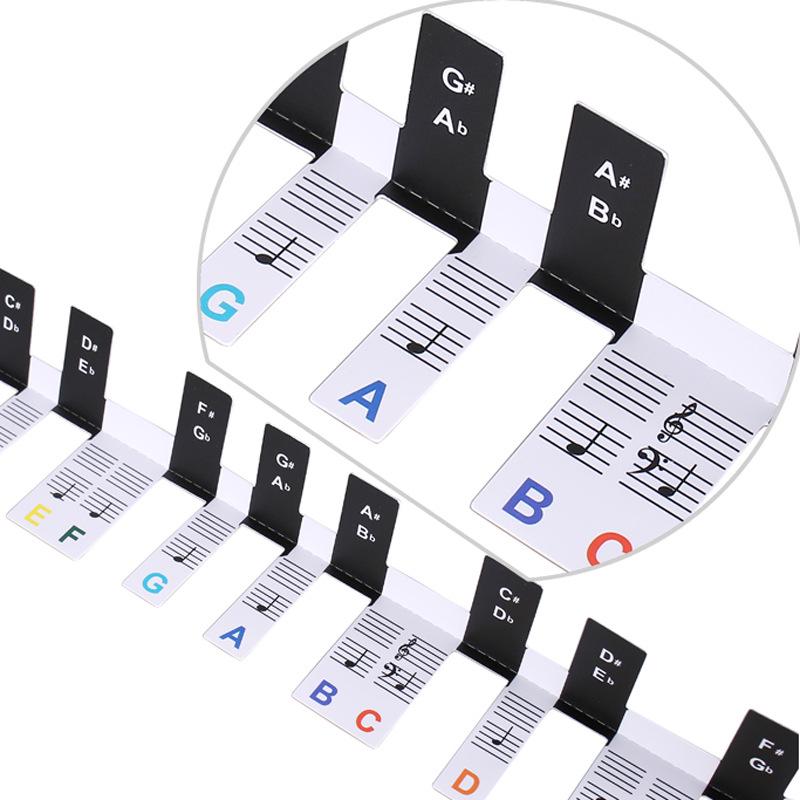 Adesivi Autoadesivi in PVC per Note di Pianoforte per 61/88 Tasti - Strisce per Tastiera di Pianoforte Rimovibili e Senza Colla