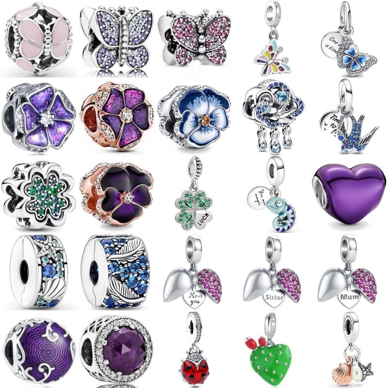 New copper Butterfly Swallow Cactus Shamrock Chameleon Dangle Bead Charms Compatible With Authentic Bracelets Charm Bead Charms Do It Yourself Jewelle