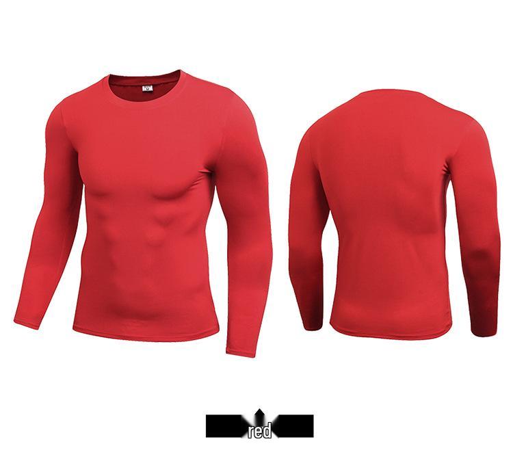 Men's Solid Color Long Sleeve Compression Sport Shirt - Sweat-Wicking, Quick-Drying, Elastic Fitness Running Top