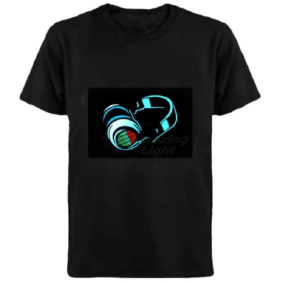 Unisex T-shirt 2025 Hot Sale Customzied El T-shirt Sound Activated Flashing Light T Shirt Light Up Down Music Party Suit Clothes Luminous Led