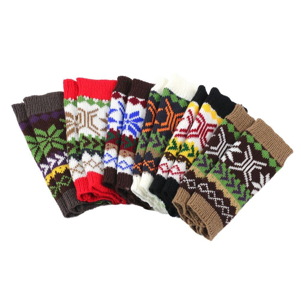 Festive Christmas Snowflake Women's Fingerless Gloves Writing Typing Winter Wrist Warmers Punk Gothic Rock Knit Half Mittens