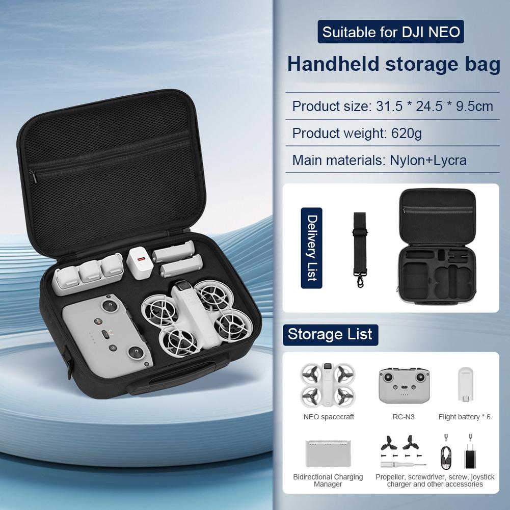 Protective Bag Shockproof Travel Shoulder Bag Waterproof Dustproof Handbag Drop-resistant with Shoulder Strap for DJI Neo Drone