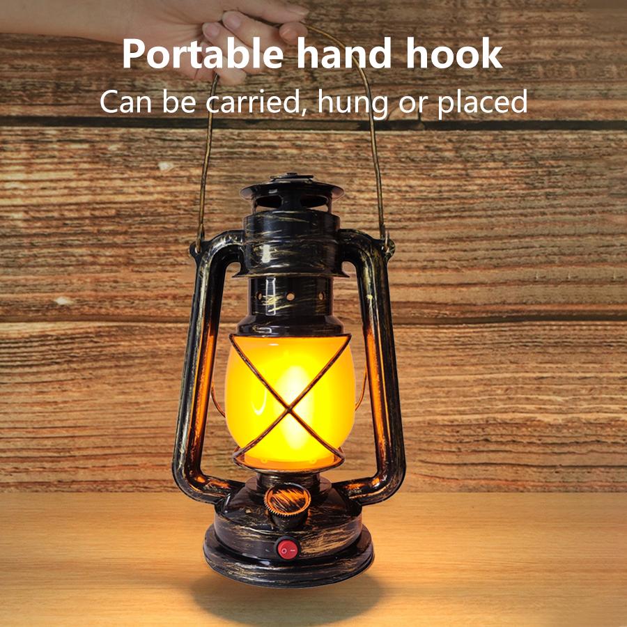 USB Rechargeable Vintage Style LED Camping Light Lightweight Horse Lantern Hanging Tent Light Outdoor Use Kerosene 3 Lighting Modes Lighting