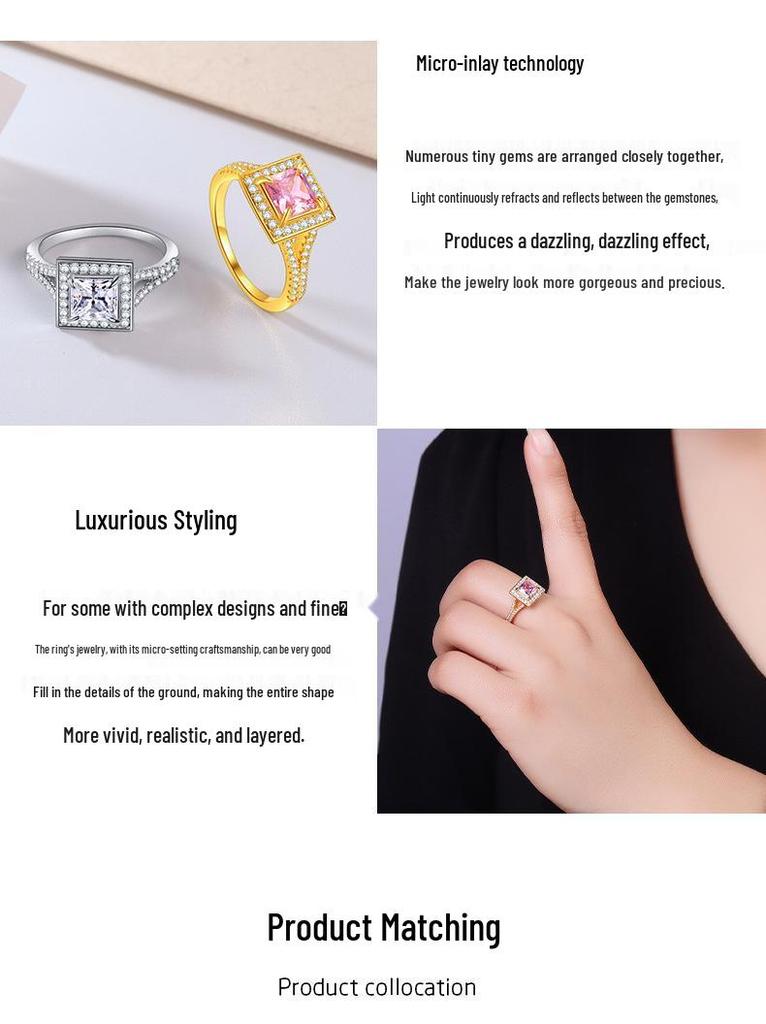 Women's Classic S925 Sterling Silver Moissanite Ring, Full Pave 1CT