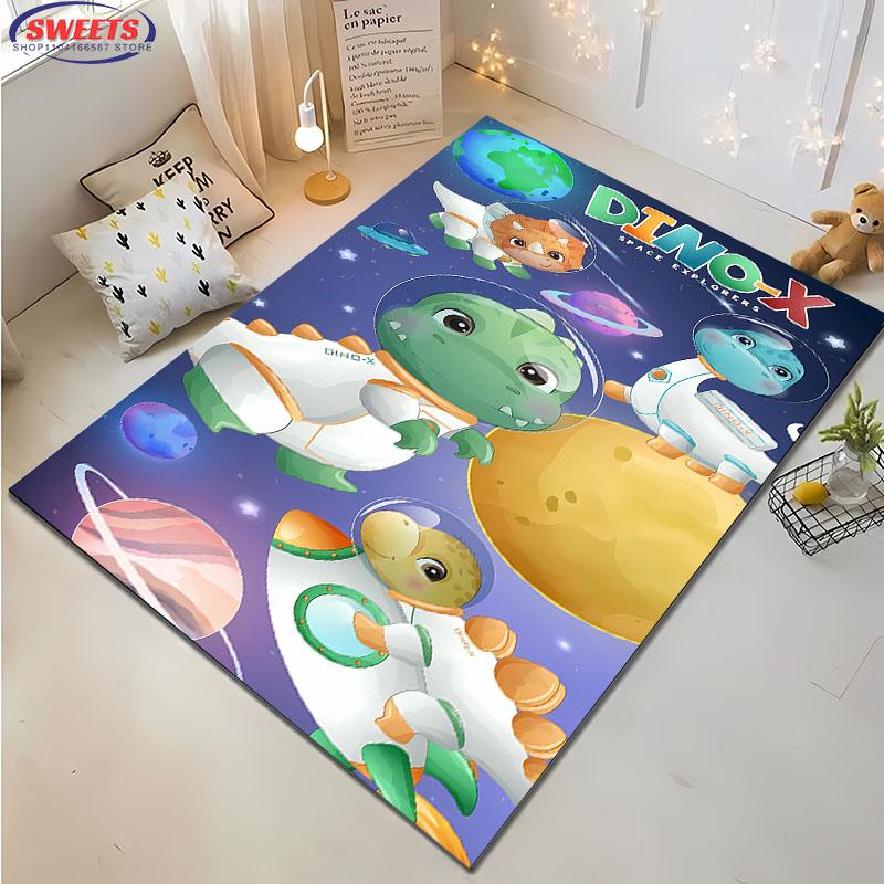 Cartoon Dinosaur Space Carpet for Living Room Cartoon Childrens Bedroom Rug Sofa Doormat Kitchen Floor Mat Anti-slip Decor Gifts