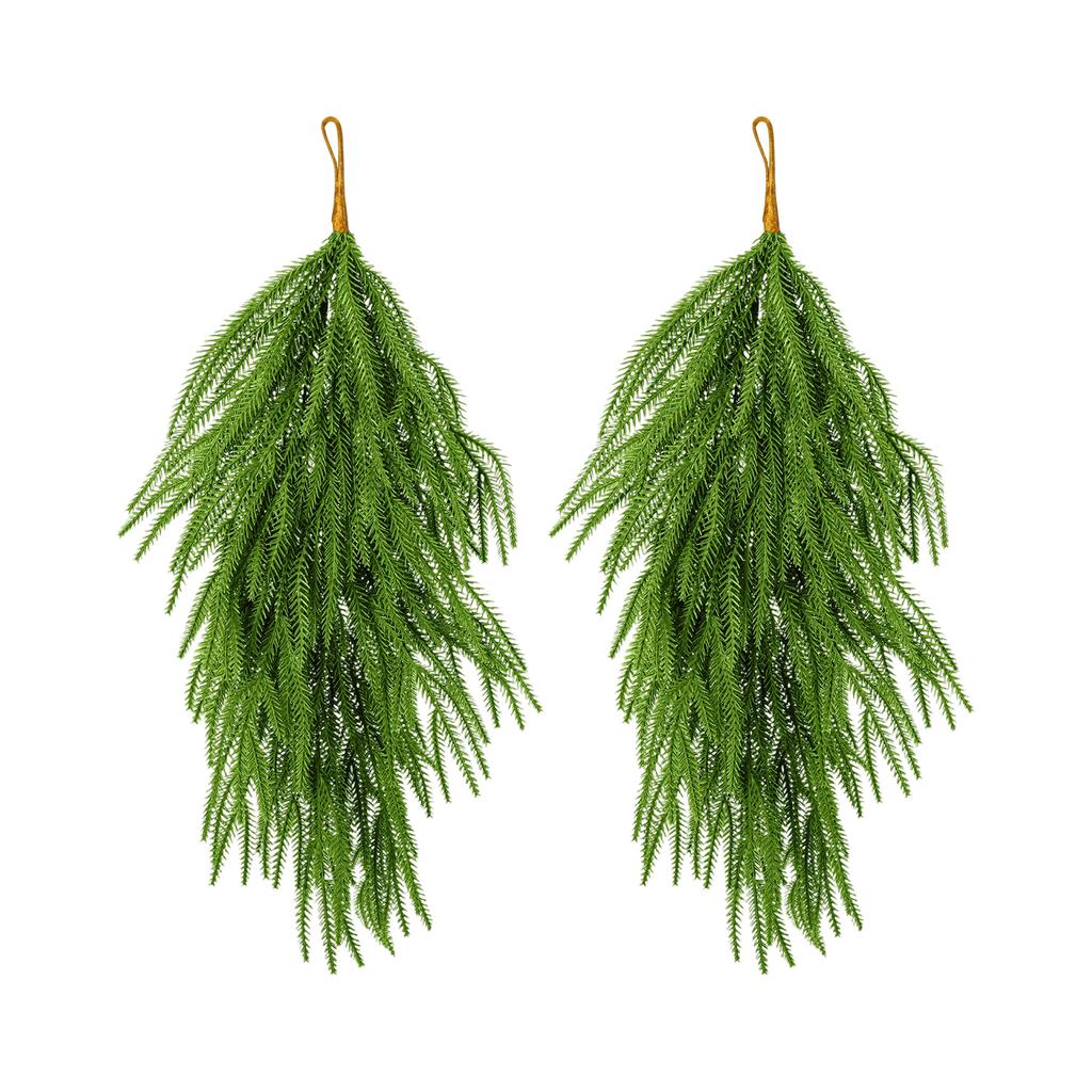 2pc65cm Simulated Soft-Glue Norfolk Needle Wall Hanging Christmas Tree Upside Down Vine Green Plant Holiday Decoration