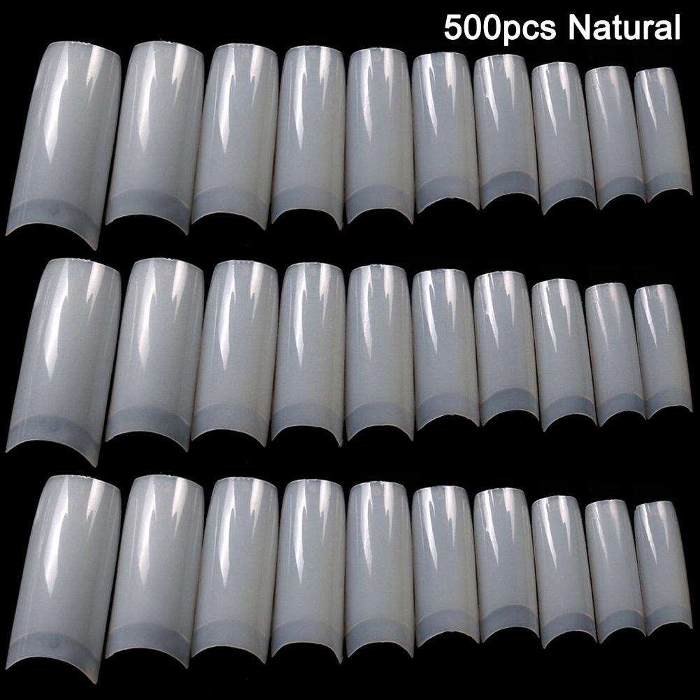 100/500pcs Transparent False Nail Tips Clear White UV Gel Fake Nails Extension 10 Sizes for Home DIY Nail Salon Manicure