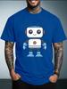 Unisex Summer Casual Short Sleeve T Shirt Cute Blue White Cartoon Robot Graphic Oversized Loose Tees Street Daily Fashion Tops