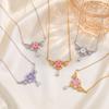 Necklace Gold and Silver Two-color Water Drop Flower Collarbone Chain Accessories Women's Light Luxury Versatile Jewelry Fashion Design Accessories