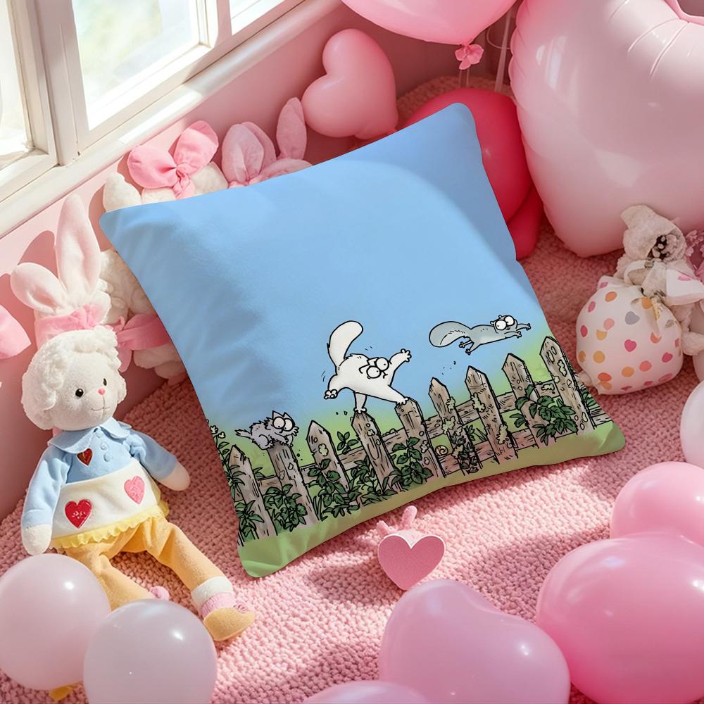 Kawaii S-Simons Cat B Cartoon Anime Cushion Cover Pattern Printed Pillowcase For Living Room Sofa Cushion Cover & Bedroom Decor