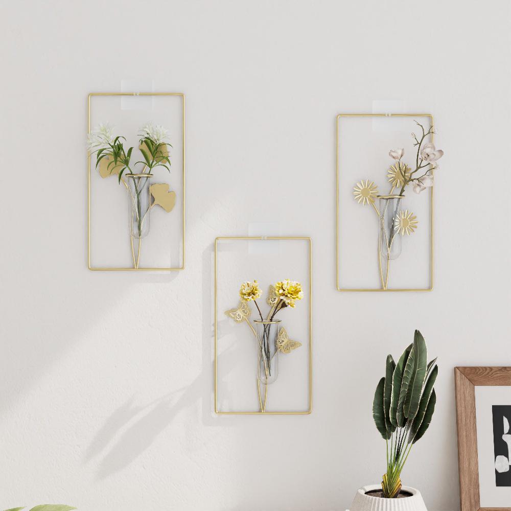 Nordic Light Luxury Wall-Mounted Hydroponic Vase – Modern Punch-Free Living Room Decor