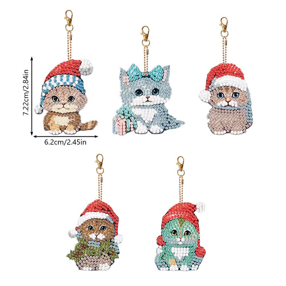 5PCS Double Sided Special Shape Diamond Painting Art Keychain Pendant  for Beginners Birthday Crafting Home Party Decor