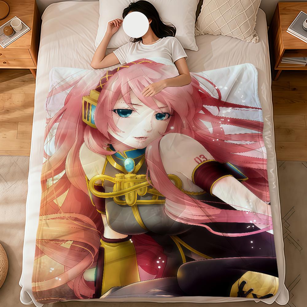 Anime Girl Cute Virtual Singer m-Megurine L-Luka Soft Warm Plush Blanket Dormitory Sofa Living Room Hogar Bedroom Gift Nap Home