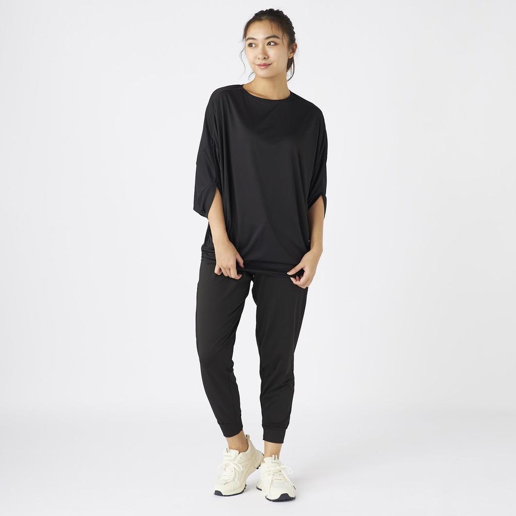 Set Top și Pantaloni Fitness Dolman Larg 344192 Negru M [Marie Claire] Tricou Femei