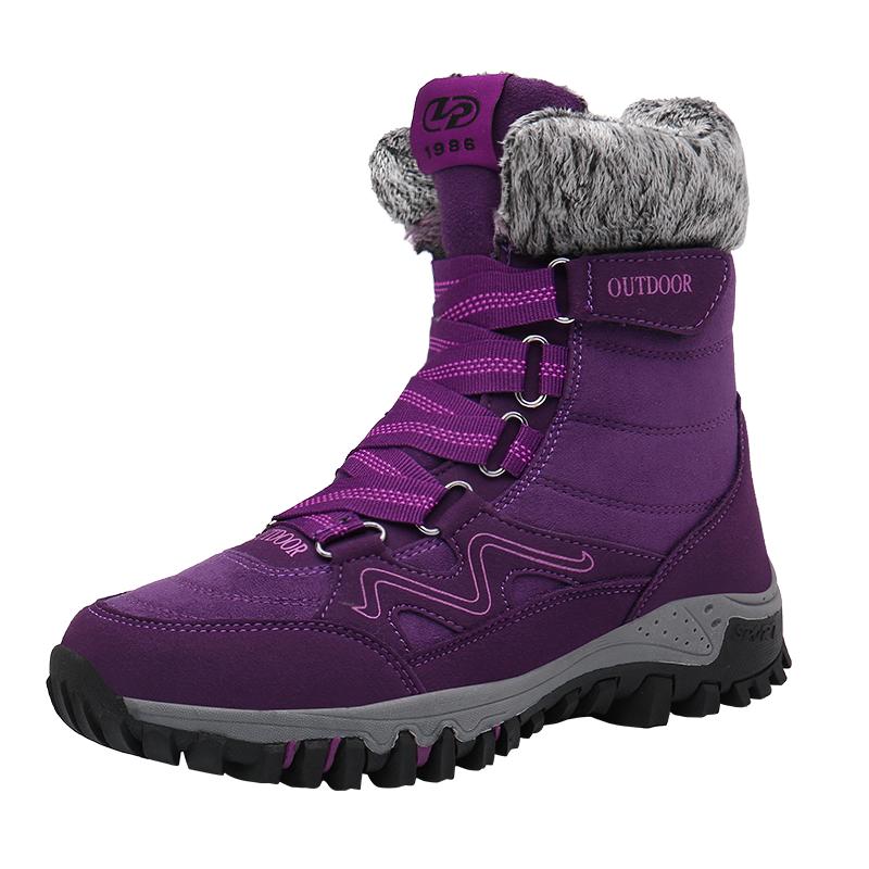 Men's Hiking Boots Waterproof Suede Hiking Sneakers for Men Women Plush Warm Comfortable High Top Anti-slip Hiking Shoes