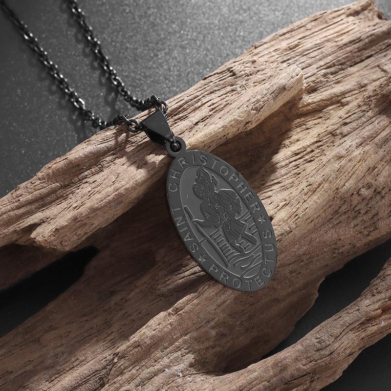 

Европейское и американское ретро портретное ожерелье-крест из нержавеющей стали, титановая сталь, для мужчин и женщин