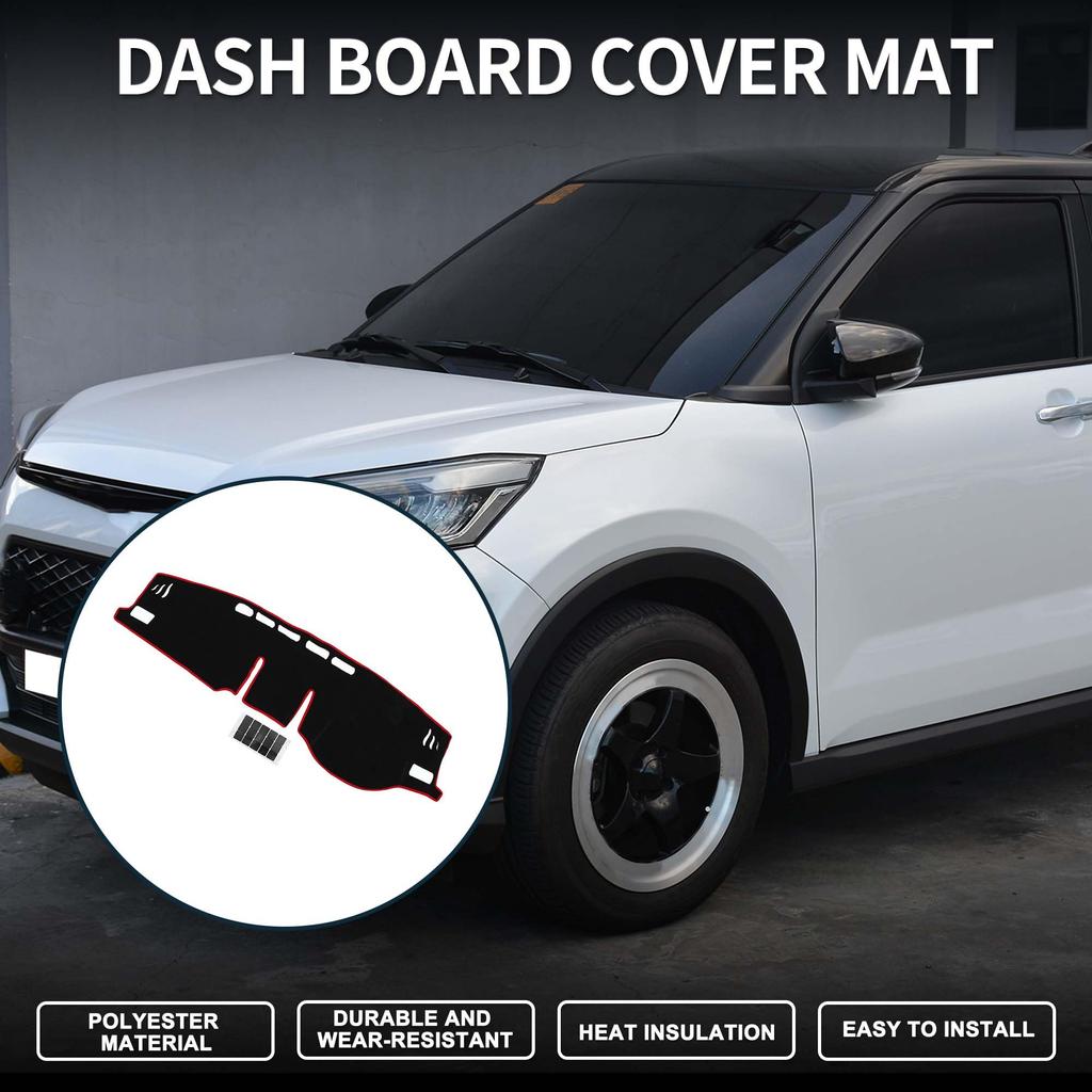 TUCKBOLD Dashboard Mat for Toyota RAV4 Center Console Dashboard Cover Black and with 1 Sticker Set 2019-2024, Mat, Red,