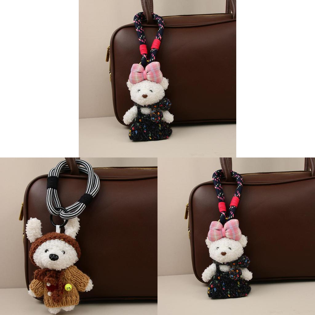 Plush Teddy Bear Car Pendant With Cartoon Design For Kids And Teens
