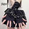 Streetwear Hand Accessories Goth Arm Warmers Fingerless Gloves for Women, Punk Metal Buckle Halloween Cosplay Props Warmers, Gothic Steampunk Sleeves,
