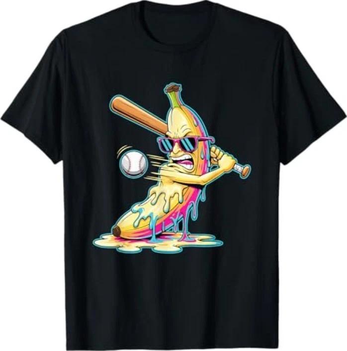 Funny Banana Swinging Baseball Funny Drip Artwork Art T-Shirt 4XL