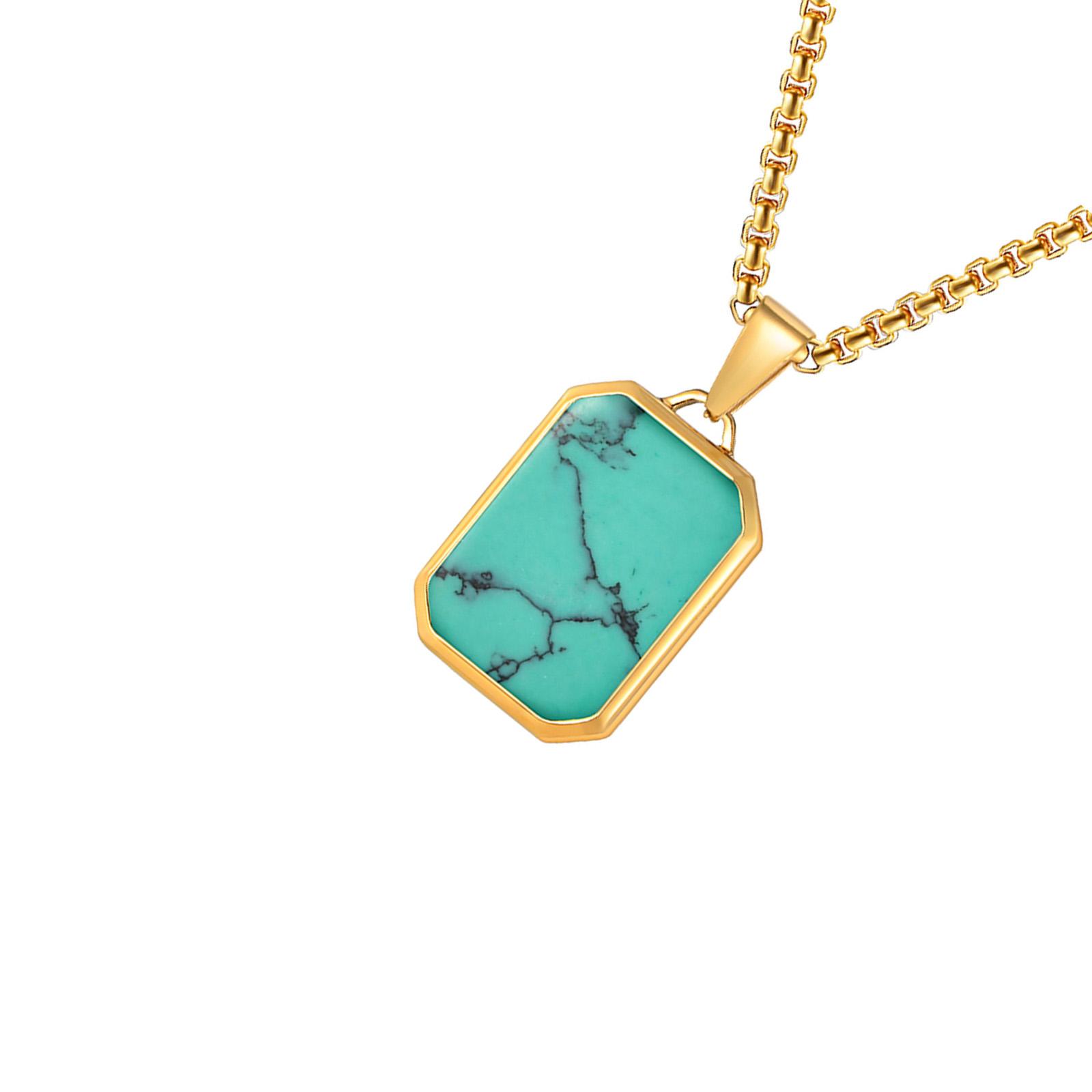 

Геометрическое ожерелье из нержавеющей стали, ожерелье с прямоугольной подвеской, каменное шейное украшение, цепочка-ожерелье, подходит для мужчин 2