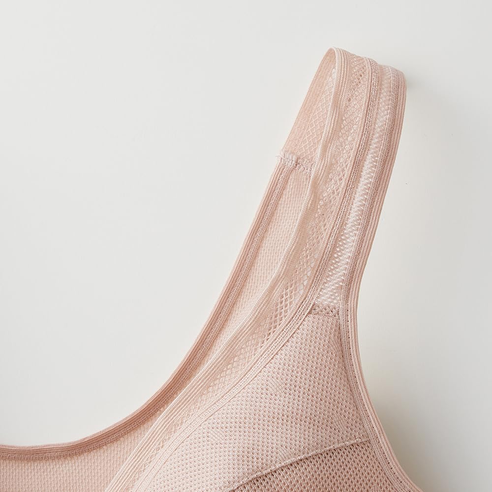 GUNZE EN2021H Bra Cool Magic Breathable Mesh Material with Light Size L Women's Top, Cups, Camisole, Pink,