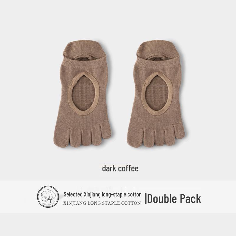 

Women s Non-slip Five-Finger Yoga Pilates Toe Socks - Pure Cotton Fitness Dance Socks One Size темно-коричневого