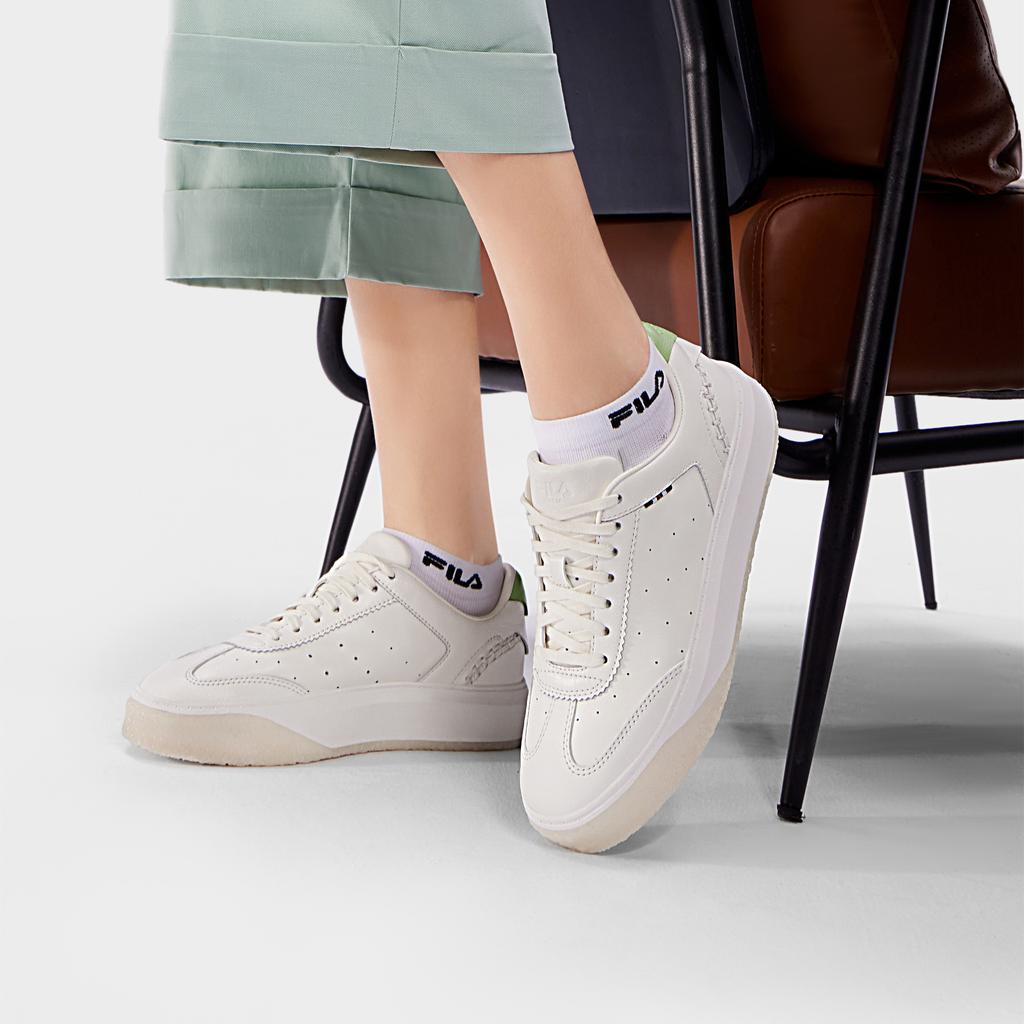 Fila Olimpica Classic White Sneakers Fashion Trend Low-Top Skate Shoes Women Sneakers Standard-White Nile-Green F12W431203FCN