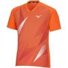 Mizuno Badminton Wear Dry Aeroflow Game Short Highly Easy To Move Soleil Size S Shirt, Sleeve, Breathable, In, 72MAA001, Orange,