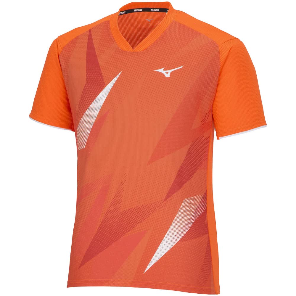 Mizuno Badminton Wear Dry Aeroflow Game Short Highly Easy to Move Soleil Size S Shirt, Sleeve, Breathable, in, 72MAA001, Orange,