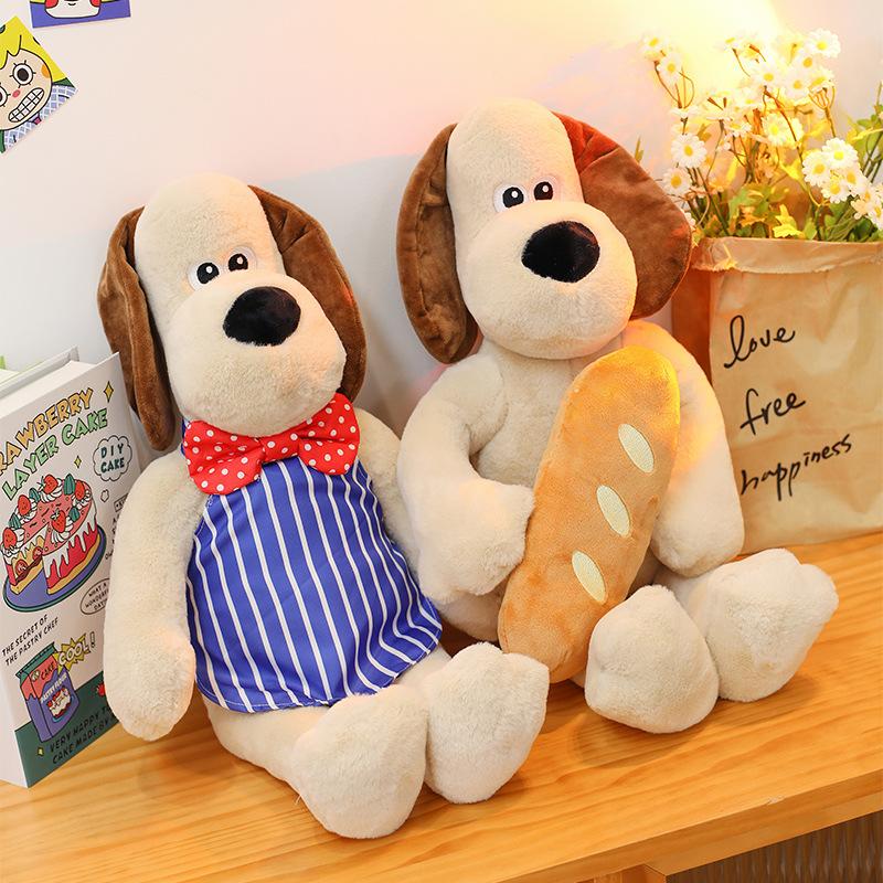 Head dog doll bow tie puppy plush toy dressing chef dog doll sofa pillow sleeping pillow