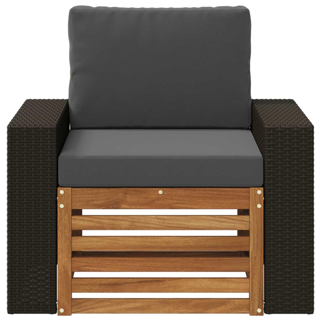 Outdoor Mid Section Sofa Solid Acacia Wood Natural