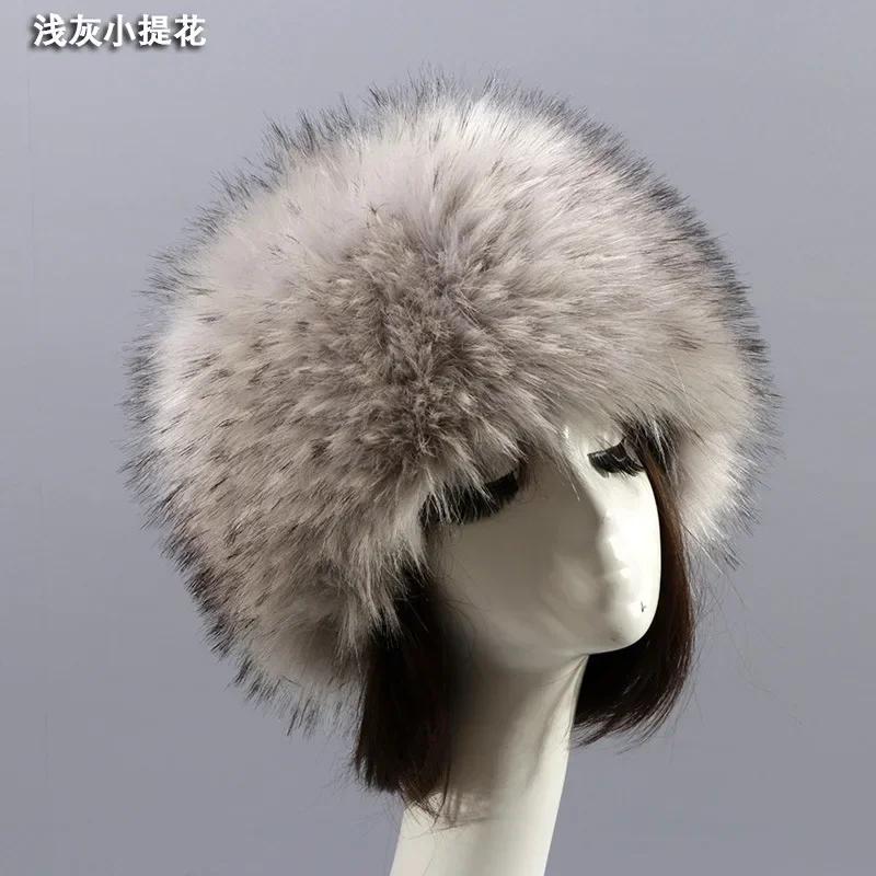 Man Women Fur Hats Thicken Warm Furry Faux Fur Flat Top Caps Winter Russian Casual Luxury skullies beanie ZKG33