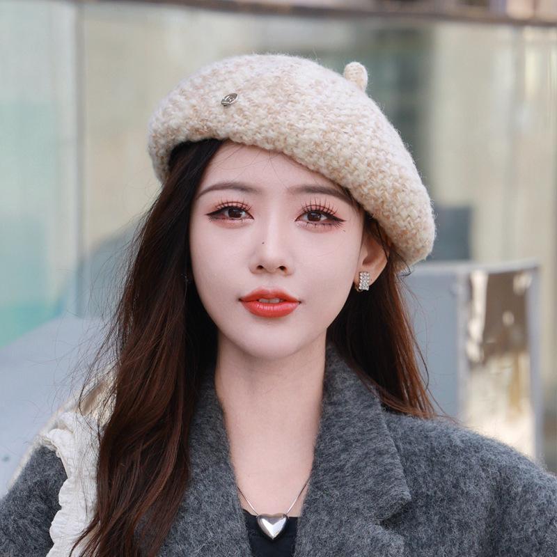 Beret Children Autumn And Winter Literary And Retro Painter Hat Color Wool Face Small Fashion Pumpkin Hat