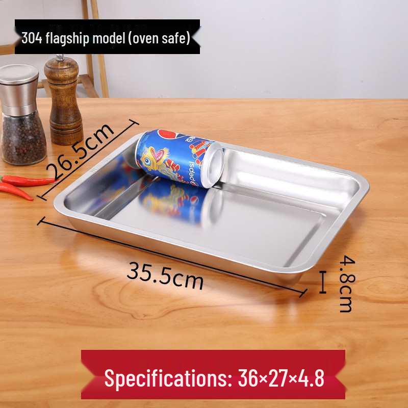 304 Stainless Steel Rectangular Tray for Steamed Fish, Rice, Chee Cheong Fun, and Baking