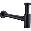 TRUSTMI Bottle P Trap Brass Round 1 1/4 Inch Decorative P-Trap, Adjustable Bathroom Basin Sink Waste Drain Kit, Wall Drainage, Matte Black
