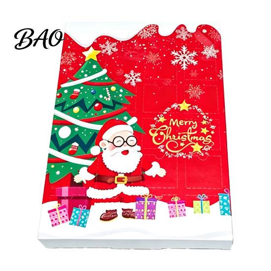24 Slot Advent Calendar Christmas Countdown Gift Packaging Box, Xmas with Holiday Party Favors Slots, DIY Fillable Empty Present Storage Supplies