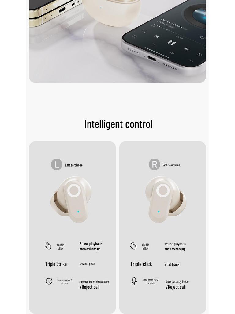 X3 In-ear True Wireless Bluetooth Headphones, Long Battery Life, Noise Reduction, Ideal for Running and Sports